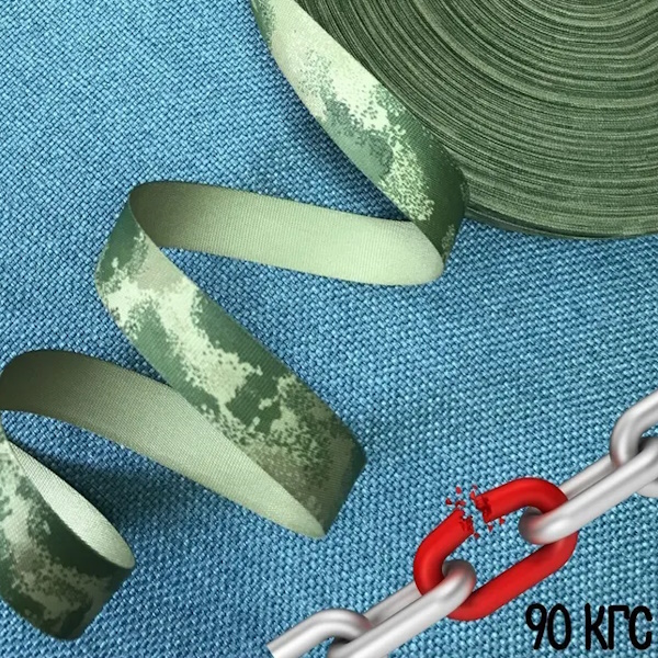 Стропа (лента окантовочная) КМФ п/э Ш-22 мм, 6,4 гр/м хаки 